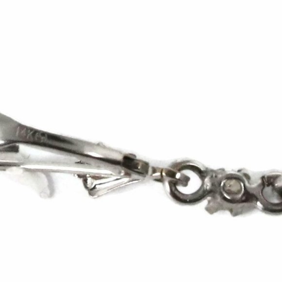 Estate Diamond Turquoise 14k White Gold Earrings - Picture 5 of 5